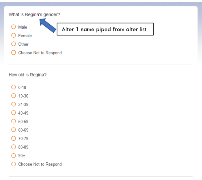 Example of alter list name piped into alter attribute questions