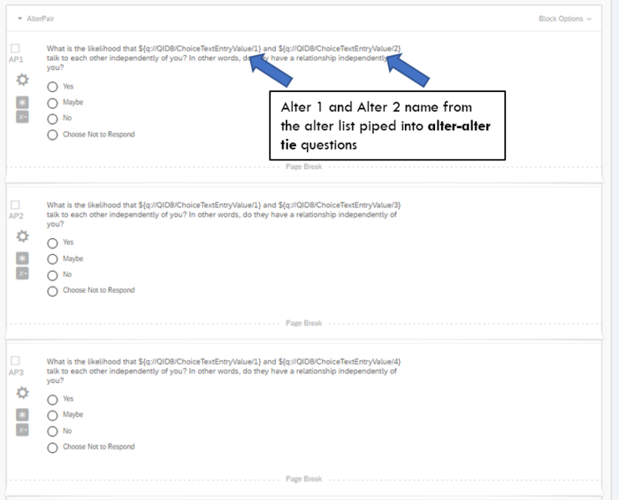 Example of alter pair questions with piped text from alter list
